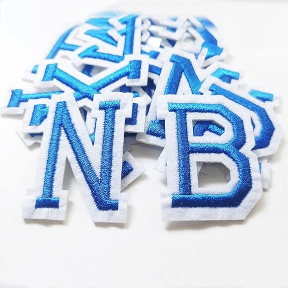 Iron On Patches 24 PCS Blue & White Alphabet (SKU: 63MI) - Picture 2 of 2